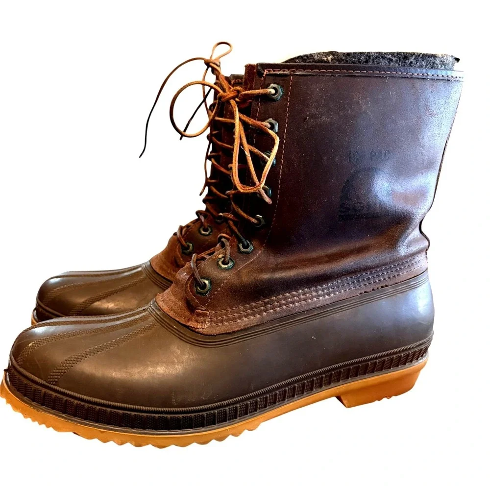Sorel‎ Mens Ice Pac Brown Insulated Winter Duck Boots 13 Made in Canada Outdoors